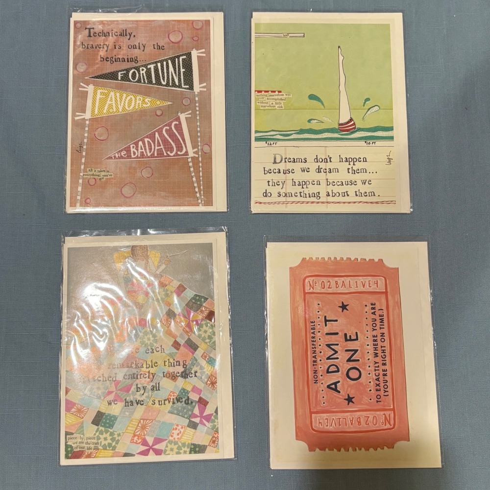 4 Friendship Curly Girl Design Greeting Cards Leigh Standley Inspirational Dream
